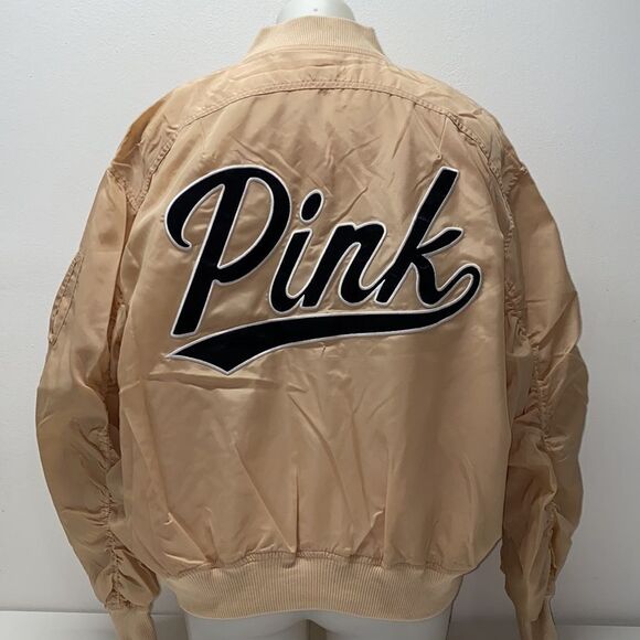 Victoria Secret Pink Jacket women’s girls overside Beige  New - Picture 2 of 9